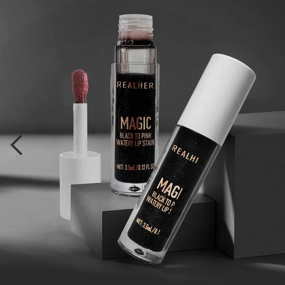 Real Her Magic Black to Pink Lip Stain your own perfect shade in a glossy stain